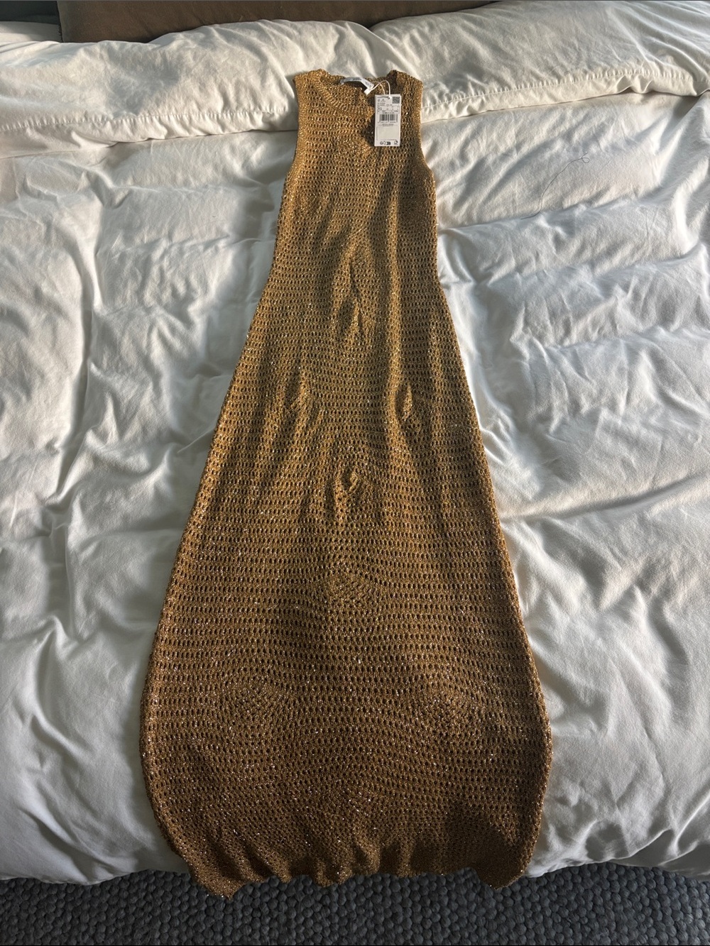 Mango knit gold dress